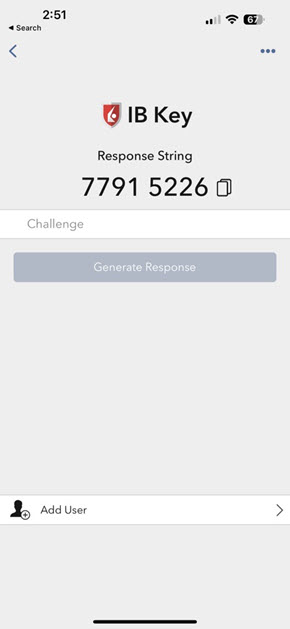 The IB Key enter challenge number on iPhone